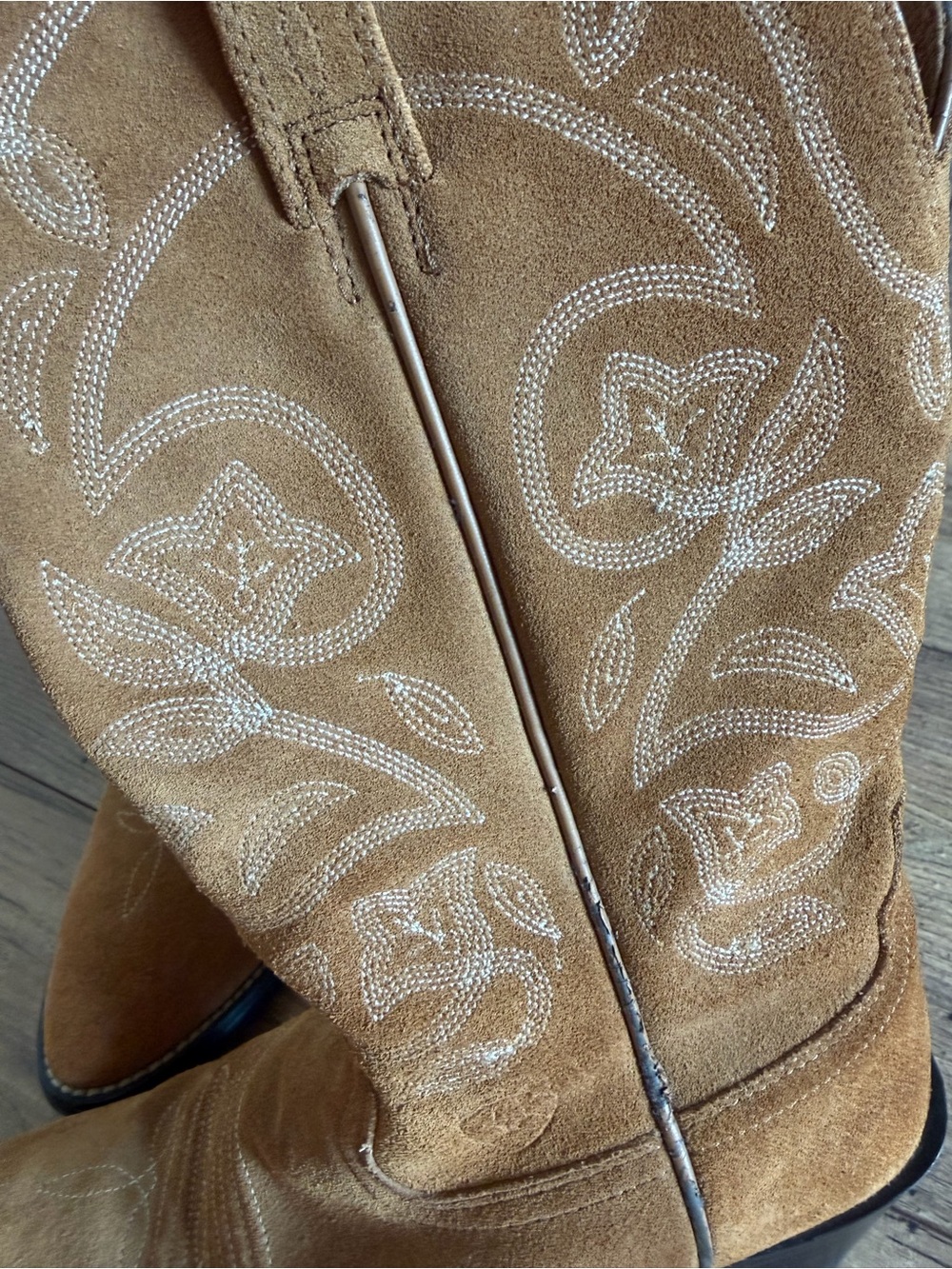 Ariat Brown Heritage Suede Western Cowboy Boot Embroidered Floral Women 7B 15713 - Picture 7 of 13